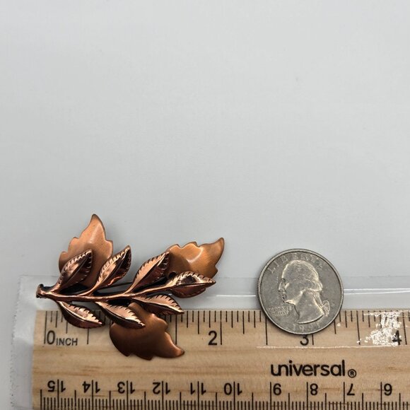 Vtg Brooch Leaf Copper Matisse Renoir Autumn Fall Whimsigoth Fairy Cottage Pin - Picture 5 of 10